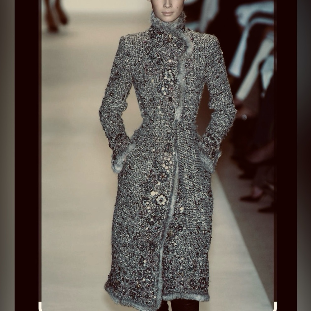 Oscar de la Renta Wool Blend  Embellished Coat